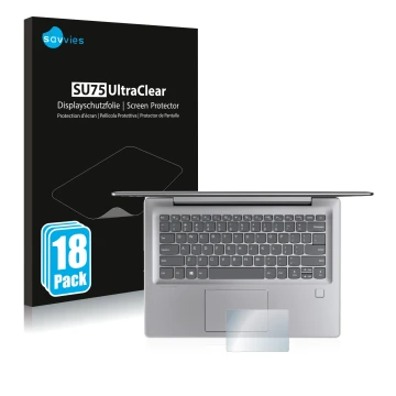 Parte frontal de un envase de producto con el logotipo de la marca Savvies. Al lado se muestra el dispositivo Lenovo IdeaPad 5