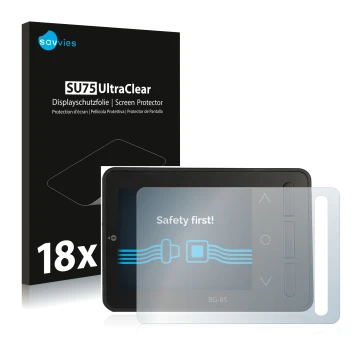 Parte frontal de un envase de producto con el logotipo de la marca Savvies. Al lado se muestra el dispositivo ISDT BG-8S con s