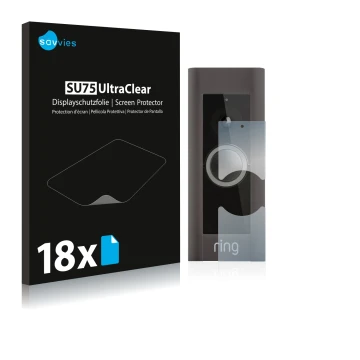 Parte frontal de un envase de producto con el logotipo de la marca Savvies. Al lado se muestra el dispositivo Ring Video Doorb