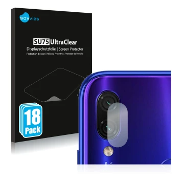 Parte frontal de un envase de producto con el logotipo de la marca Savvies. Al lado se muestra el dispositivo Xiaomi Redmi Not