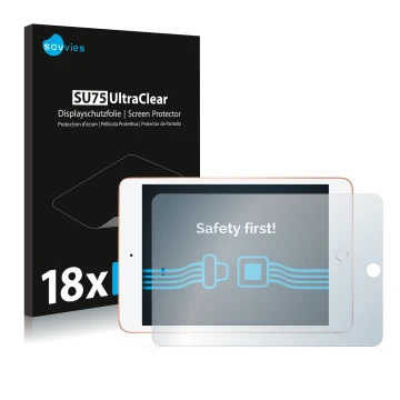 Parte frontal de un envase de producto con el logotipo de la marca Savvies. Al lado se muestra el dispositivo Apple iPad Mini 