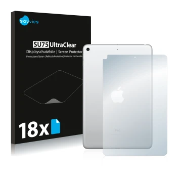 Parte frontal de un envase de producto con el logotipo de la marca Savvies. Al lado se muestra el dispositivo Apple iPad Mini 