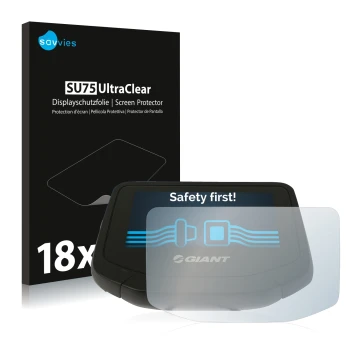 Parte frontal de un envase de producto con el logotipo de la marca Savvies. Al lado se muestra el dispositivo Giant RideContro