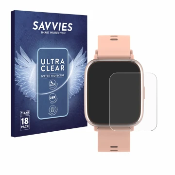 Parte frontal de un envase de producto con el logotipo de la marca Savvies. Al lado se muestra el dispositivo Denver SW-161 co