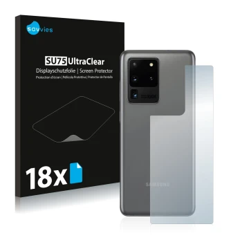 Parte frontal de un envase de producto con el logotipo de la marca Savvies. Al lado se muestra el dispositivo Samsung Galaxy S