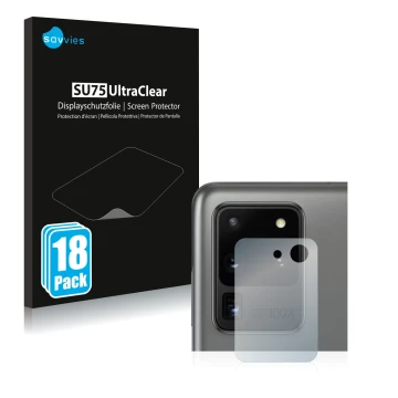 Parte frontal de un envase de producto con el logotipo de la marca Savvies. Al lado se muestra el dispositivo Samsung Galaxy S