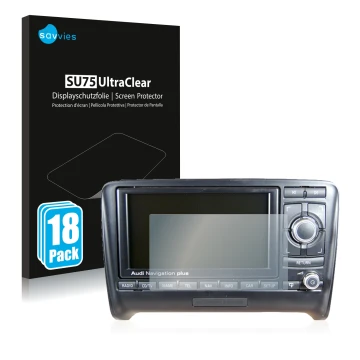 Parte frontal de un envase de producto con el logotipo de la marca Savvies. Al lado se muestra el dispositivo Audi A3 8P 2004-