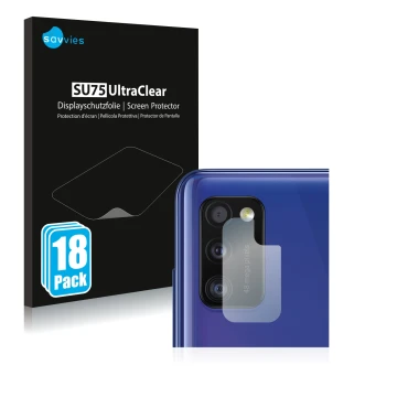 Parte frontal de un envase de producto con el logotipo de la marca Savvies. Al lado se muestra el dispositivo Samsung Galaxy A