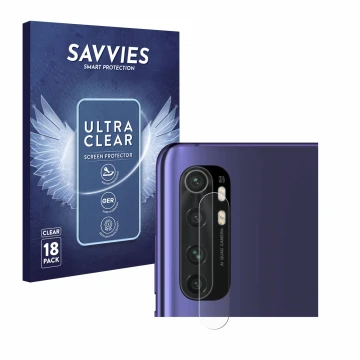 Parte frontal de un envase de producto con el logotipo de la marca Savvies. Al lado se muestra el dispositivo Xiaomi Mi Note 1