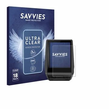 Parte frontal de un envase de producto con el logotipo de la marca Savvies. Al lado se muestra el dispositivo Bosch Nyon 2020 