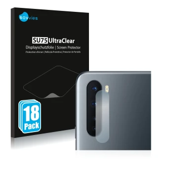 Parte frontal de un envase de producto con el logotipo de la marca Savvies. Al lado se muestra el dispositivo OnePlus Nord (SÓ