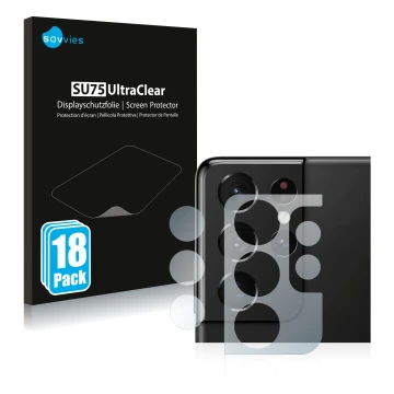 Parte frontal de un envase de producto con el logotipo de la marca Savvies. Al lado se muestra el dispositivo Samsung Galaxy S