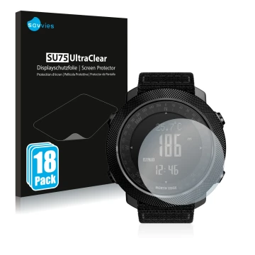 Parte frontal de un envase de producto con el logotipo de la marca Savvies. Al lado se muestra el dispositivo North Edge Apach