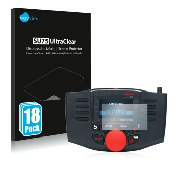 Parte frontal de un envase de producto con el logotipo de la marca Savvies. Al lado se muestra el dispositivo Märklin Mobile S