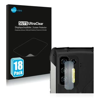 Parte frontal de un envase de producto con el logotipo de la marca Savvies. Al lado se muestra el dispositivo Ulefone Power Ar