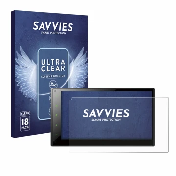 Parte frontal de un envase de producto con el logotipo de la marca Savvies. Al lado se muestra el dispositivo Pioneer SPH-DA16