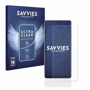 Parte frontal de un envase de producto con el logotipo de la marca Savvies. Al lado se muestra el dispositivo Xiaomi 11T con s