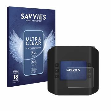 Parte frontal de un envase de producto con el logotipo de la marca Savvies. Al lado se muestra el dispositivo ISDT Smart Duo C