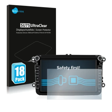 Parte frontal de un envase de producto con el logotipo de la marca Savvies. Al lado se muestra el dispositivo Isudar T72 8