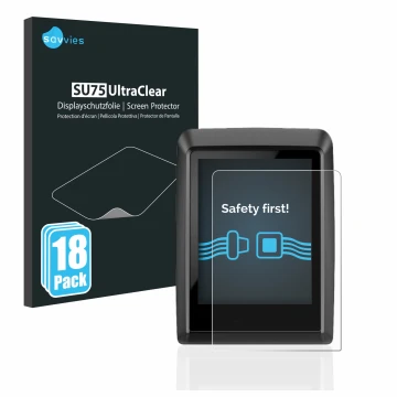 Parte frontal de un envase de producto con el logotipo de la marca Savvies. Al lado se muestra el dispositivo Bosch Kiox 300 c