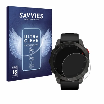 Parte frontal de un envase de producto con el logotipo de la marca Savvies. Al lado se muestra el dispositivo Garmin epix (Gen