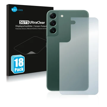 Parte frontal de un envase de producto con el logotipo de la marca Savvies. Al lado se muestra el dispositivo Samsung Galaxy S