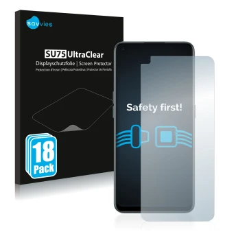 Parte frontal de un envase de producto con el logotipo de la marca Savvies. Al lado se muestra el dispositivo OnePlus Nord CE 