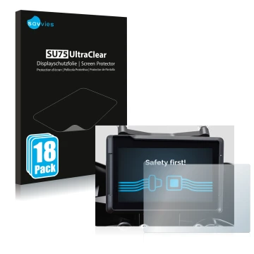 Parte frontal de un envase de producto con el logotipo de la marca Savvies. Al lado se muestra el dispositivo KTM 1290 Super D