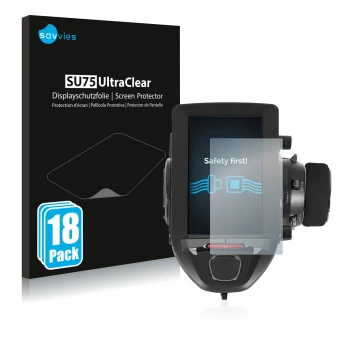 Parte frontal de un envase de producto con el logotipo de la marca Savvies. Al lado se muestra el dispositivo Futaba 7PXR con 