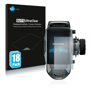 Parte frontal de un envase de producto con el logotipo de la marca Savvies. Al lado se muestra el dispositivo Futaba 10PX con 