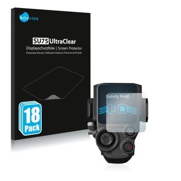 Parte frontal de un envase de producto con el logotipo de la marca Savvies. Al lado se muestra el dispositivo DJI RS 3 con su 