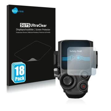 Parte frontal de un envase de producto con el logotipo de la marca Savvies. Al lado se muestra el dispositivo DJI RS 3 Pro con