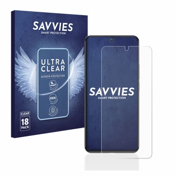 Parte frontal de un envase de producto con el logotipo de la marca Savvies. Al lado se muestra el dispositivo Xiaomi 12T Pro c