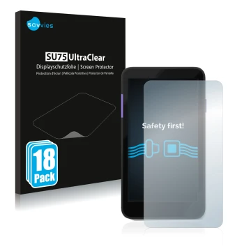 Parte frontal de un envase de producto con el logotipo de la marca Savvies. Al lado se muestra el dispositivo Zettle Terminal 