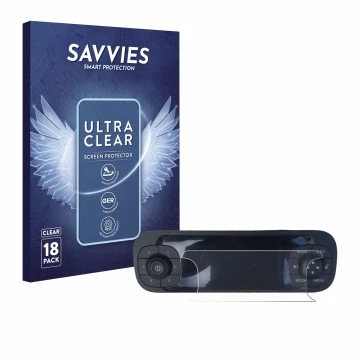 Parte frontal de un envase de producto con el logotipo de la marca Savvies. Al lado se muestra el dispositivo Fiat Panda 2019 