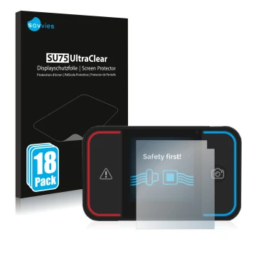 Parte frontal de un envase de producto con el logotipo de la marca Savvies. Al lado se muestra el dispositivo Saphe Drive Pro 