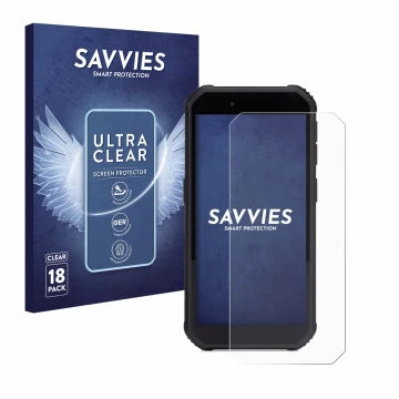 Parte frontal de un envase de producto con el logotipo de la marca Savvies. Al lado se muestra el dispositivo SkyCaddie SX550 