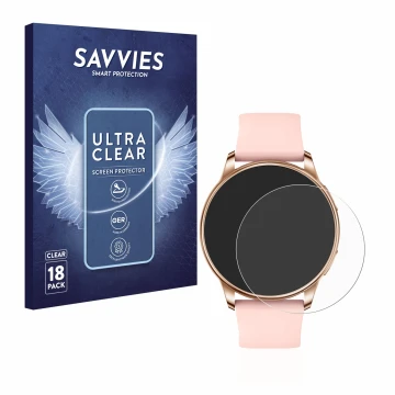 Parte frontal de un envase de producto con el logotipo de la marca Savvies. Al lado se muestra el dispositivo Levowatch F2 con