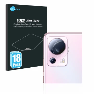 Parte frontal de un envase de producto con el logotipo de la marca Savvies. Al lado se muestra el dispositivo Xiaomi 13 Lite (