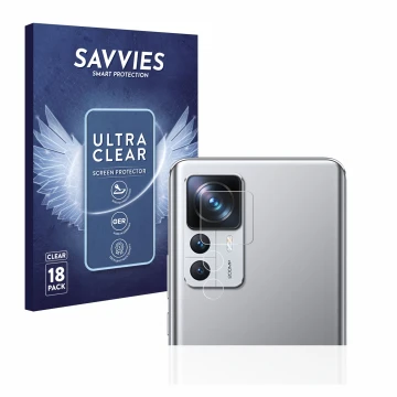 Parte frontal de un envase de producto con el logotipo de la marca Savvies. Al lado se muestra el dispositivo Xiaomi 12T Pro (