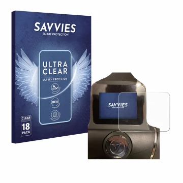 Parte frontal de un envase de producto con el logotipo de la marca Savvies. Al lado se muestra el dispositivo Motocaddy M1 DHC
