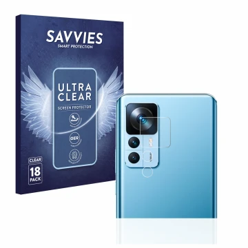 Parte frontal de un envase de producto con el logotipo de la marca Savvies. Al lado se muestra el dispositivo Xiaomi 12T (SÓLO