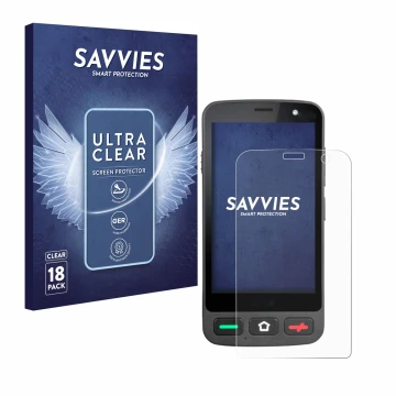 Parte frontal de un envase de producto con el logotipo de la marca Savvies. Al lado se muestra el dispositivo Brondi Amico Poc