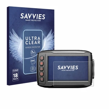 Parte frontal de un envase de producto con el logotipo de la marca Savvies. Al lado se muestra el dispositivo Blueskysea DV999