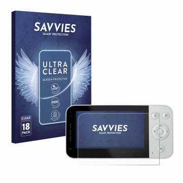 Parte frontal de un envase de producto con el logotipo de la marca Savvies. Al lado se muestra el dispositivo Philips Avent Co