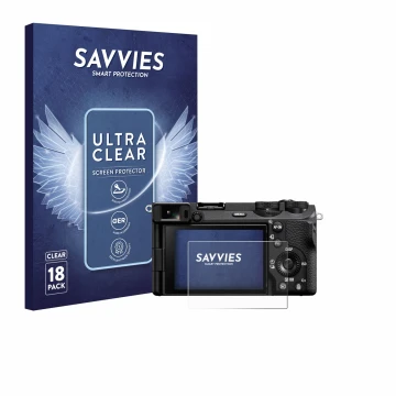 Parte frontal de un envase de producto con el logotipo de la marca Savvies. Al lado se muestra el dispositivo Sony Alpha 6700 