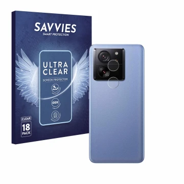 Parte frontal de un envase de producto con el logotipo de la marca Savvies. Al lado se muestra el dispositivo Xiaomi 13T Pro (
