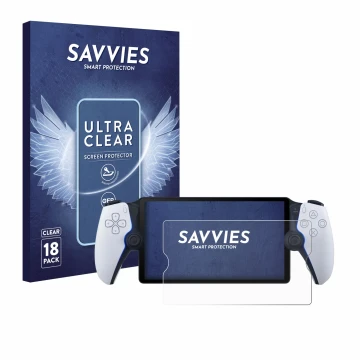 Parte frontal de un envase de producto con el logotipo de la marca Savvies. Al lado se muestra el dispositivo Sony Playstation