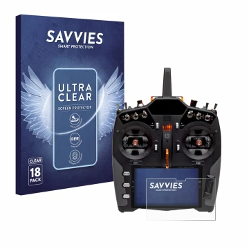 Parte frontal de un envase de producto con el logotipo de la marca Savvies. Al lado se muestra el dispositivo Spektrum NX20 co