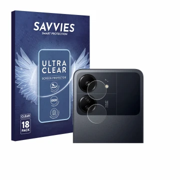 Parte frontal de un envase de producto con el logotipo de la marca Savvies. Al lado se muestra el dispositivo Xiaomi Poco C65 